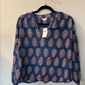 NWT J. Jill Blue Floral Blouse size Medium